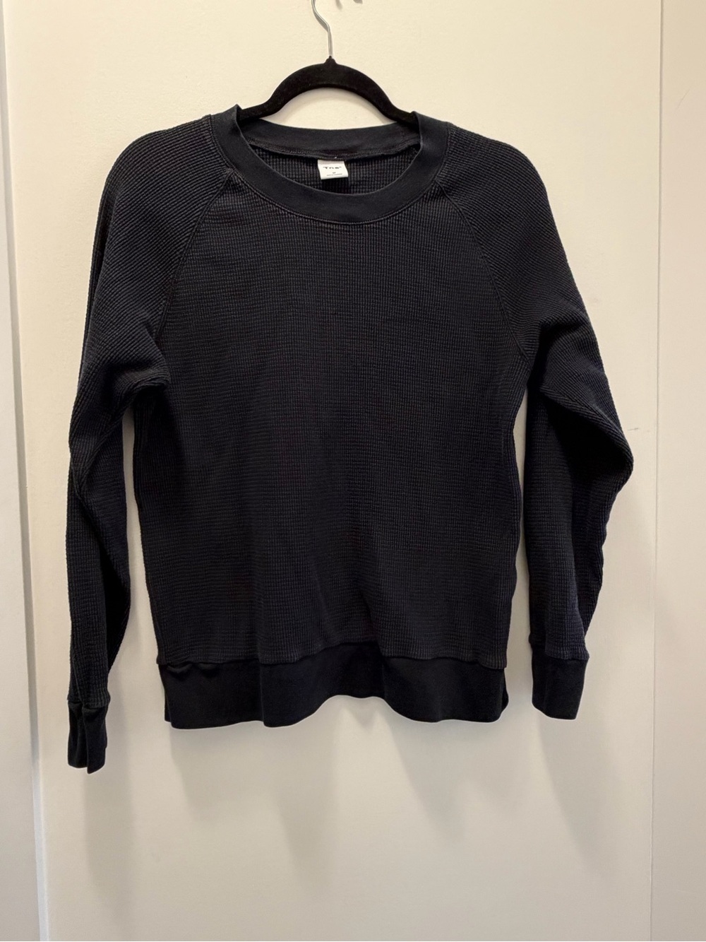 TNA Women's Black Waffle-Knit Crewneck